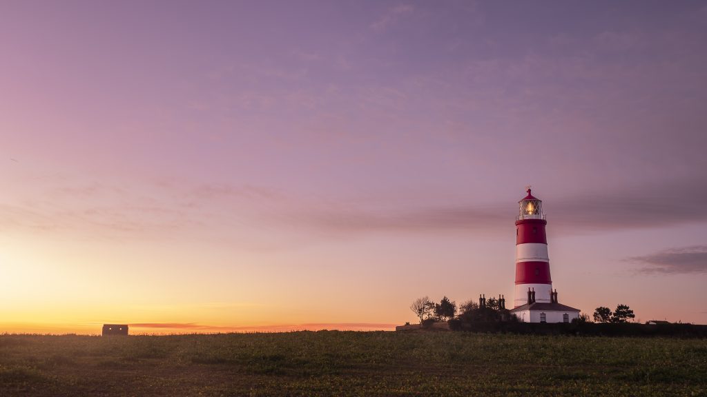Photograph of Happisburgh Lighthouse at sunrise