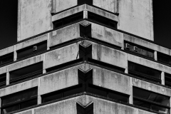 Stylised Mono of the famous Ziggurats at the University of East Anglia, Norwich 