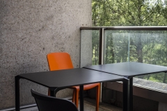 Orange Chair on the Library terrace at UEA